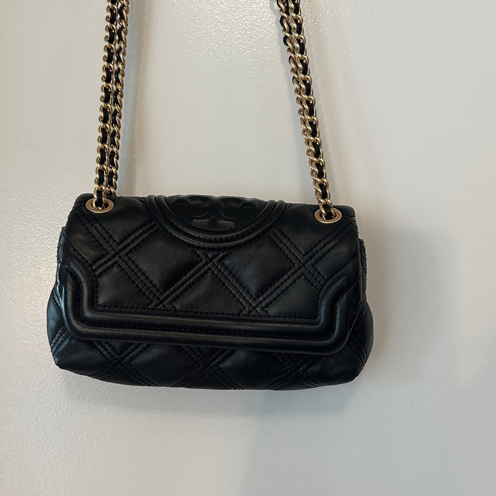Black Quilted Tory Burch Fleming Bag